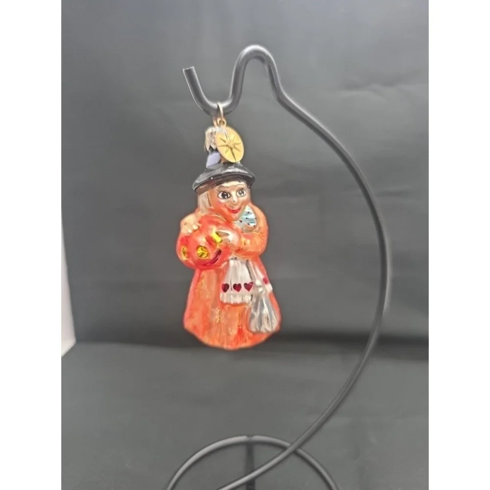 SIGNED 1998 Christopher Radko Agnes & Endora Little Gem Witch Pumpkin Ornament